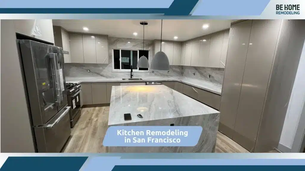 Stylish kitchen renovation featuring contemporary design elements and bright lighting in San Francisco