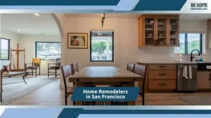 Open-concept kitchen and dining area with natural light and modern wood cabinetry
