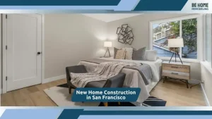 Bright modern bedroom from custom new home construction in San Francisco