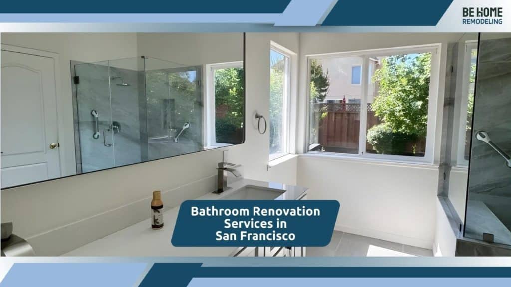 Modern bathroom renovation with glass shower and natural light