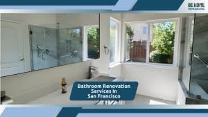 Modern bathroom renovation with glass shower and natural light